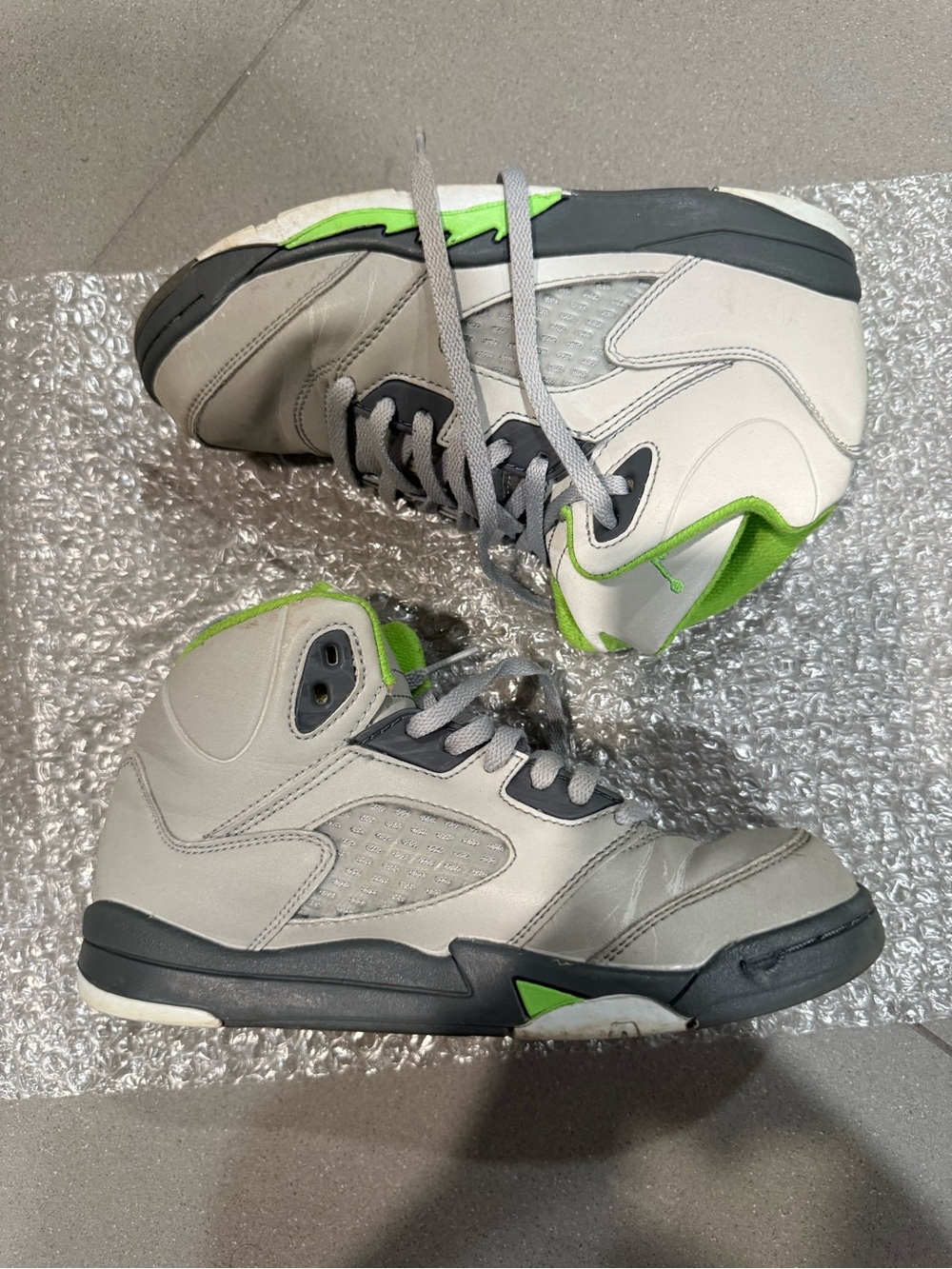 Jordan 5 Retro Lime Green Size 3 Kids Reflective